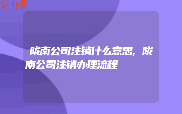 陇南公司注销什么意思,陇南公司注销办理流程