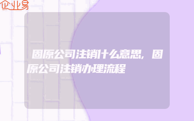 固原公司注销什么意思,固原公司注销办理流程