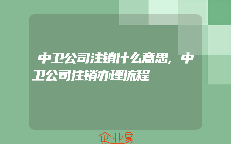 中卫公司注销什么意思,中卫公司注销办理流程