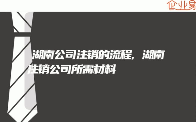湖南公司注销的流程,湖南注销公司所需材料