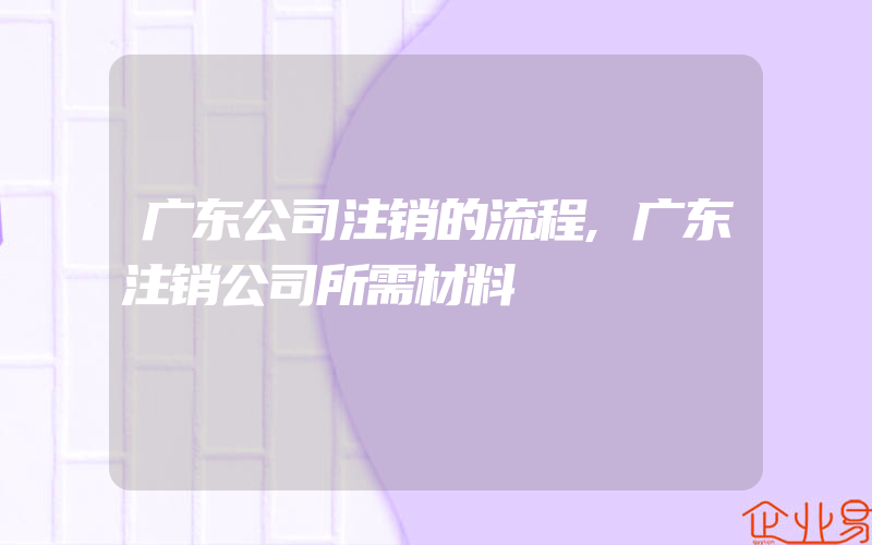 广东公司注销的流程,广东注销公司所需材料