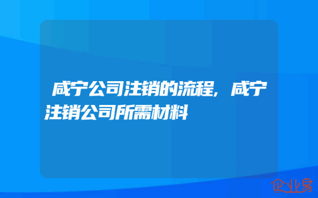 咸宁公司注销的流程,咸宁注销公司所需材料