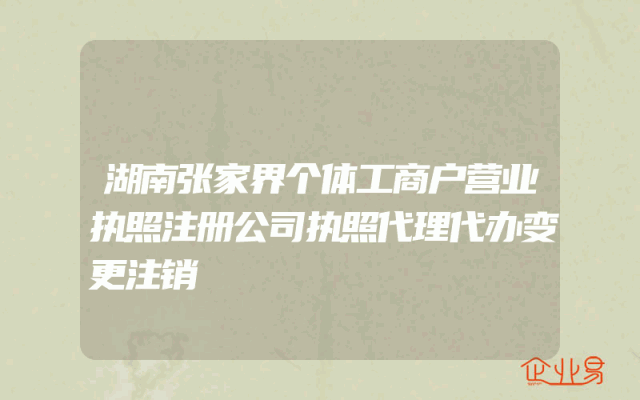 湖南张家界个体工商户营业执照注册公司执照代理代办变更注销