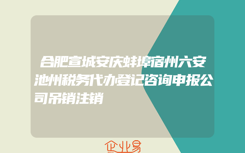 合肥宣城安庆蚌埠宿州六安池州税务代办登记咨询申报公司吊销注销