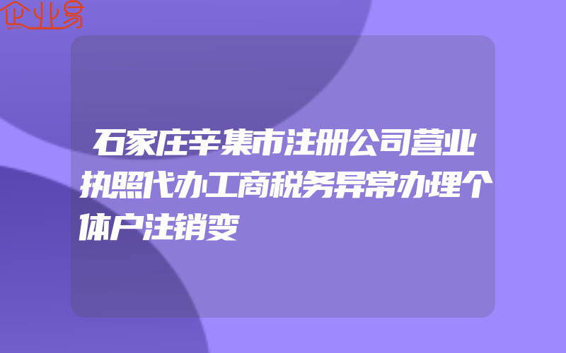 石家庄辛集市注册公司营业执照代办工商税务异常办理个体户注销变