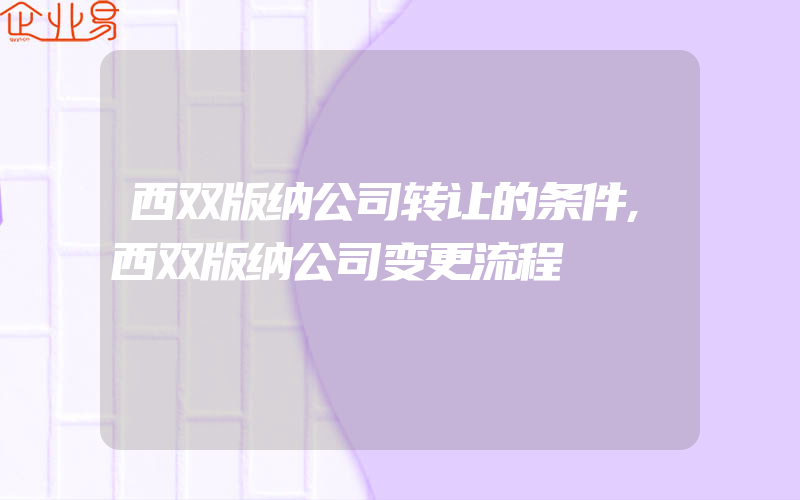 西双版纳公司转让的条件,西双版纳公司变更流程