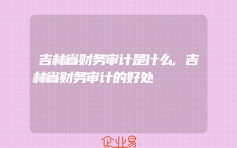 吉林省财务审计是什么,吉林省财务审计的好处