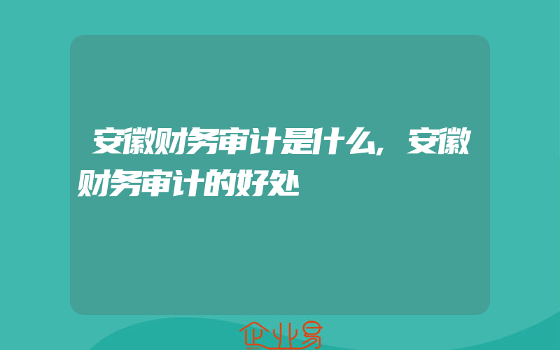 安徽财务审计是什么,安徽财务审计的好处