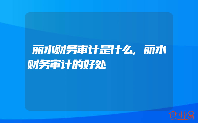 丽水财务审计是什么,丽水财务审计的好处