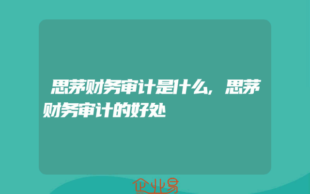 思茅财务审计是什么,思茅财务审计的好处