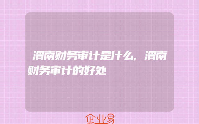 渭南财务审计是什么,渭南财务审计的好处