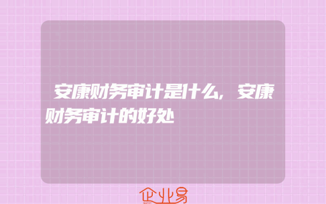 安康财务审计是什么,安康财务审计的好处