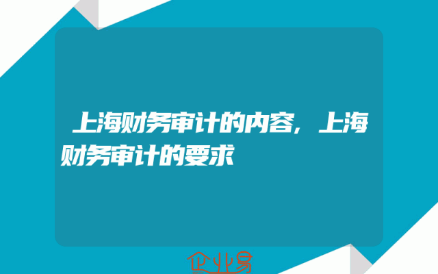 上海财务审计的内容,上海财务审计的要求