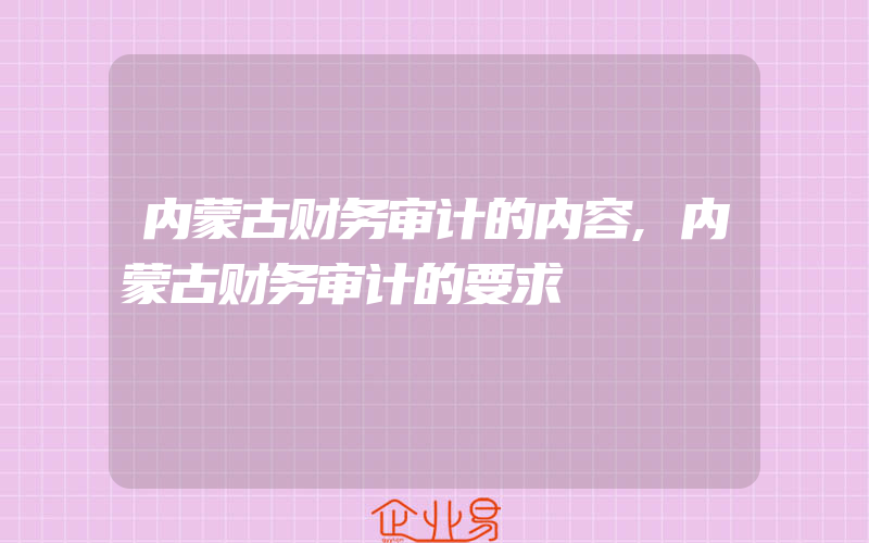 内蒙古财务审计的内容,内蒙古财务审计的要求