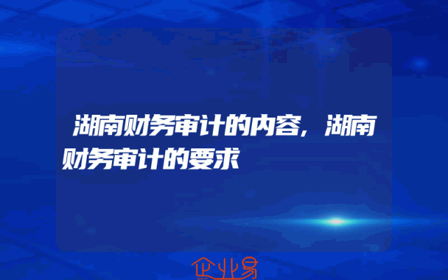 湖南财务审计的内容,湖南财务审计的要求
