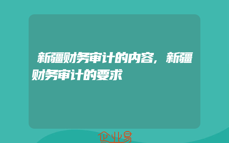 新疆财务审计的内容,新疆财务审计的要求