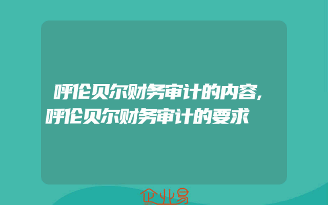 呼伦贝尔财务审计的内容,呼伦贝尔财务审计的要求