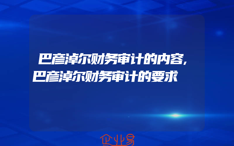 巴彦淖尔财务审计的内容,巴彦淖尔财务审计的要求