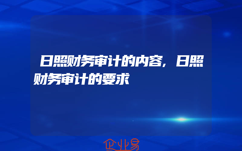 日照财务审计的内容,日照财务审计的要求