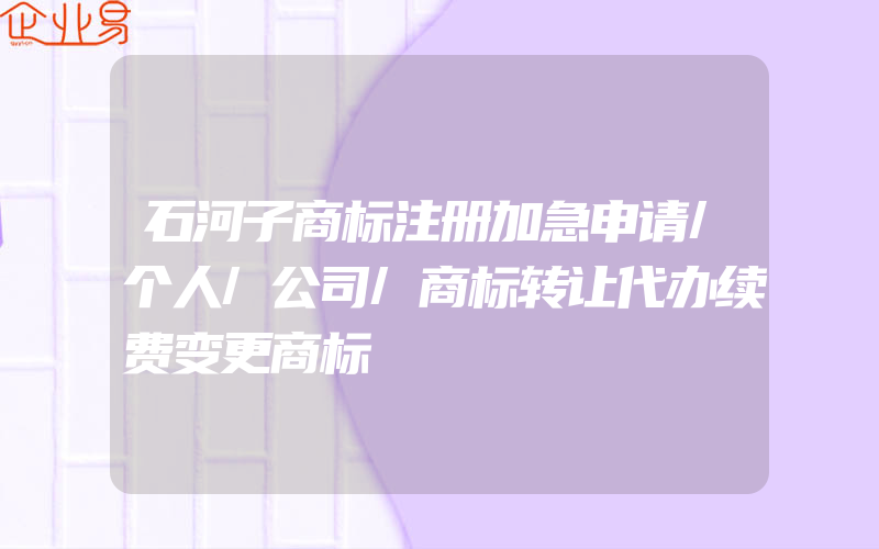 石河子商标注册加急申请/个人/公司/商标转让代办续费变更商标