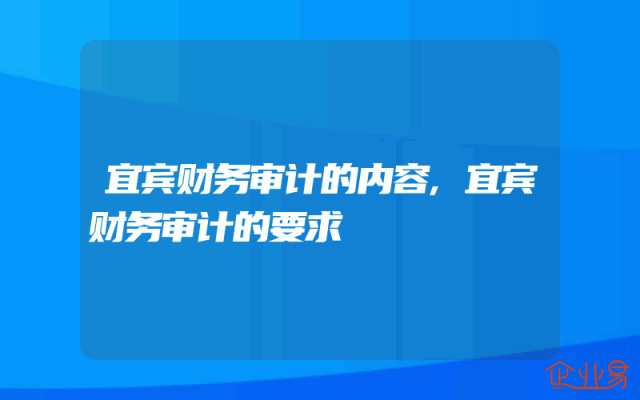 宜宾财务审计的内容,宜宾财务审计的要求