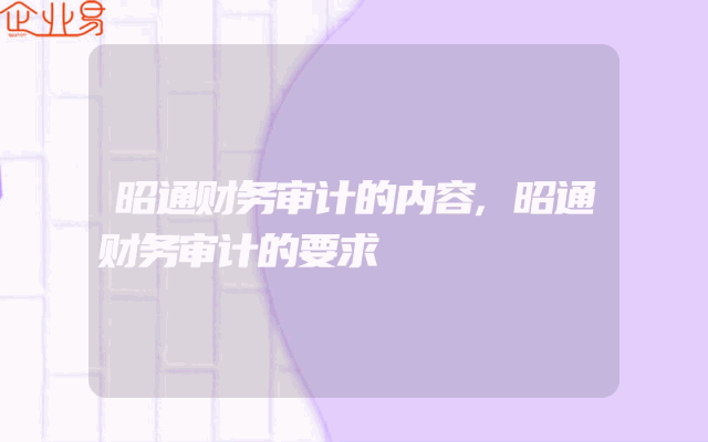 昭通财务审计的内容,昭通财务审计的要求