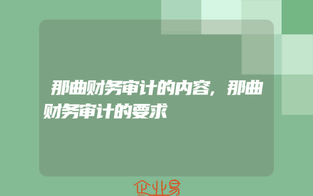 那曲财务审计的内容,那曲财务审计的要求