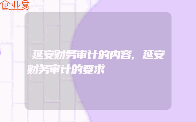 延安财务审计的内容,延安财务审计的要求