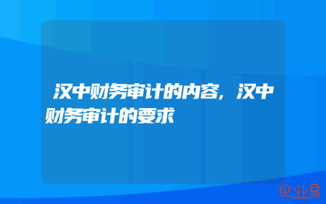 汉中财务审计的内容,汉中财务审计的要求