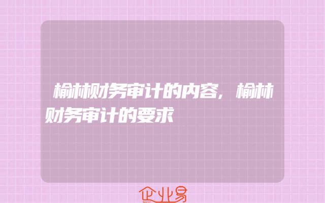 榆林财务审计的内容,榆林财务审计的要求