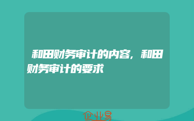 和田财务审计的内容,和田财务审计的要求