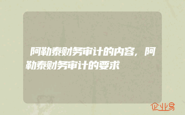 阿勒泰财务审计的内容,阿勒泰财务审计的要求