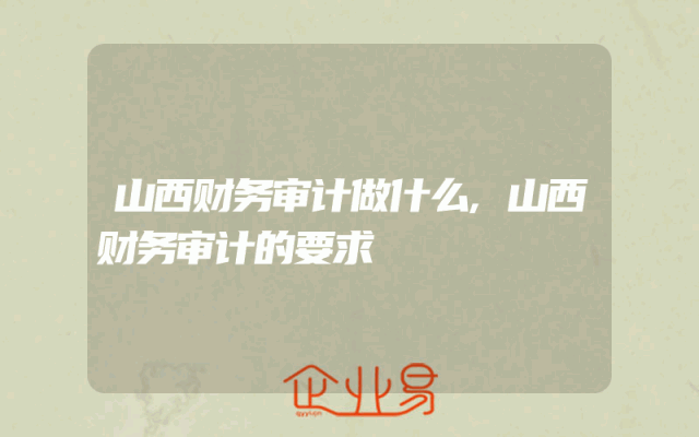 山西财务审计做什么,山西财务审计的要求