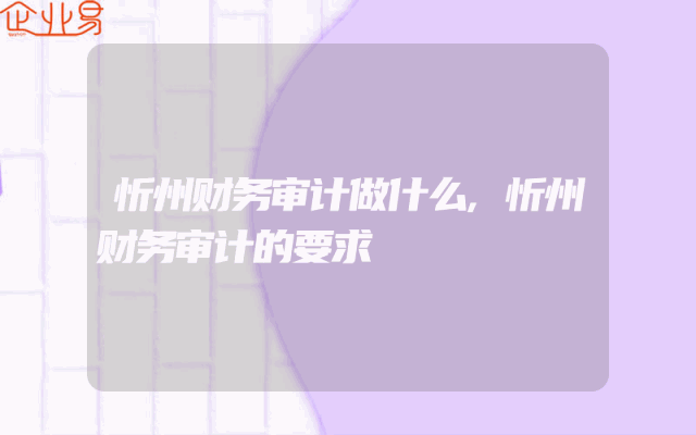 忻州财务审计做什么,忻州财务审计的要求