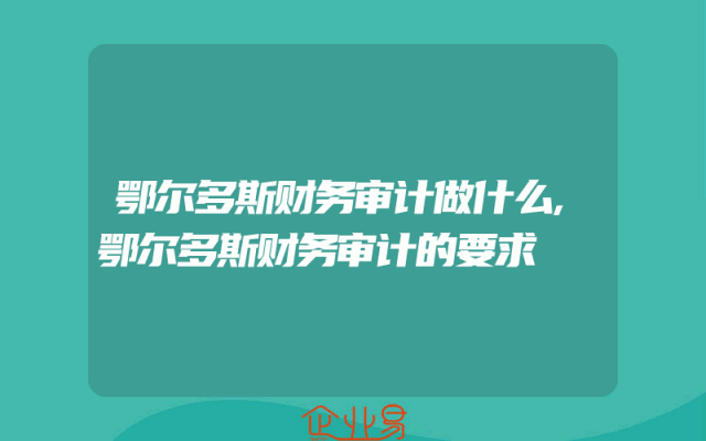 鄂尔多斯财务审计做什么,鄂尔多斯财务审计的要求