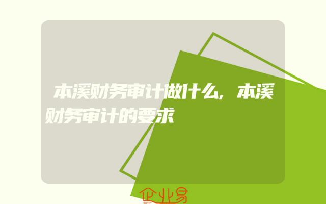 本溪财务审计做什么,本溪财务审计的要求
