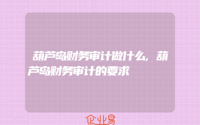 葫芦岛财务审计做什么,葫芦岛财务审计的要求