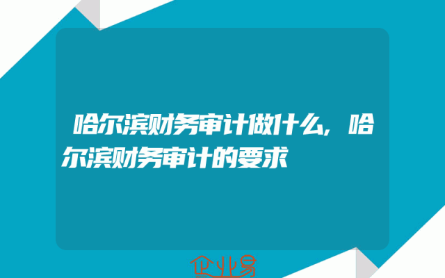 哈尔滨财务审计做什么,哈尔滨财务审计的要求