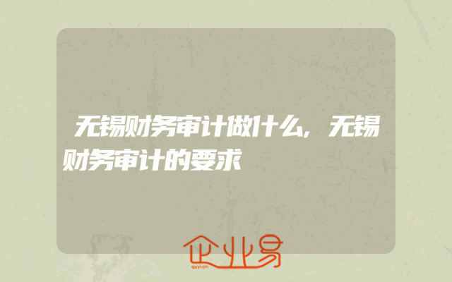无锡财务审计做什么,无锡财务审计的要求