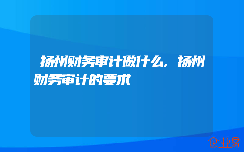 扬州财务审计做什么,扬州财务审计的要求