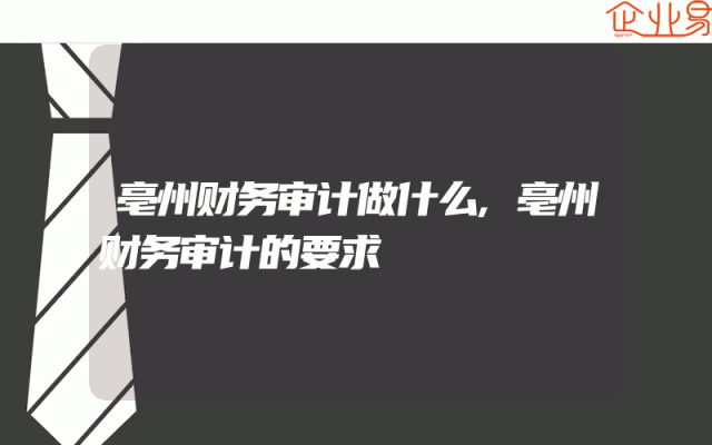 亳州财务审计做什么,亳州财务审计的要求
