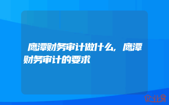 鹰潭财务审计做什么,鹰潭财务审计的要求