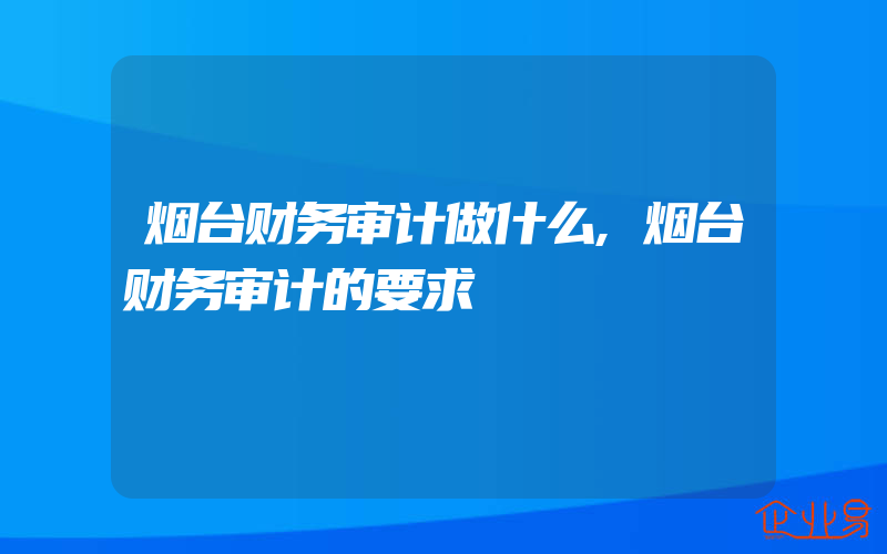 烟台财务审计做什么,烟台财务审计的要求