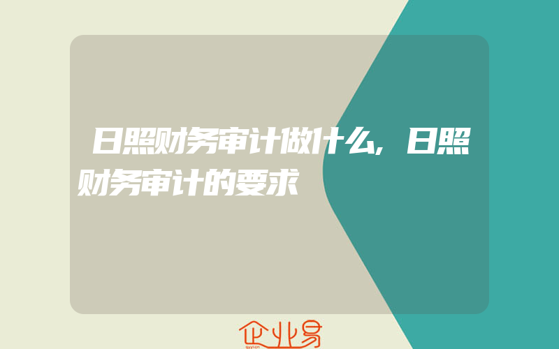 日照财务审计做什么,日照财务审计的要求