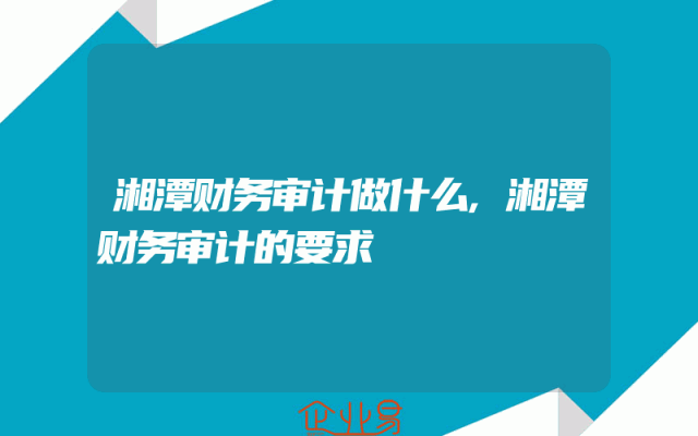 湘潭财务审计做什么,湘潭财务审计的要求