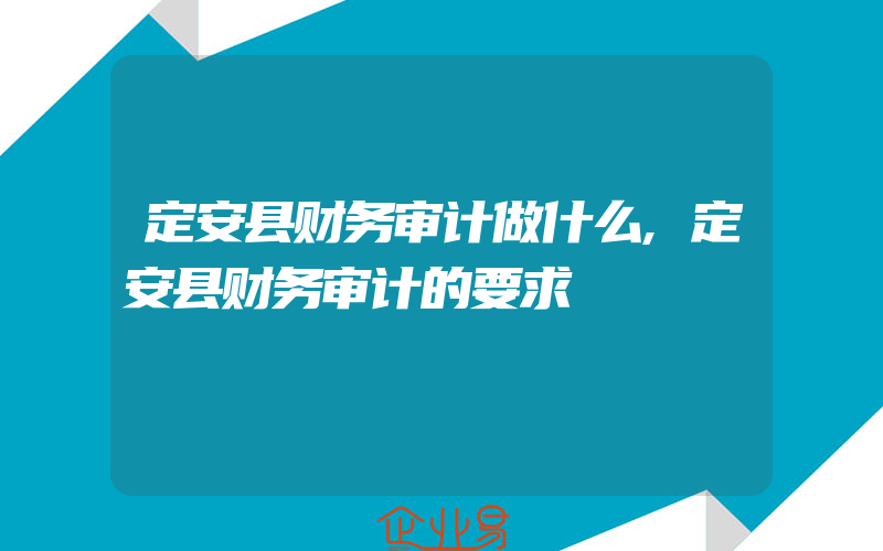 定安县财务审计做什么,定安县财务审计的要求