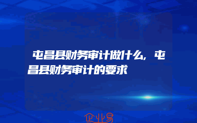 屯昌县财务审计做什么,屯昌县财务审计的要求