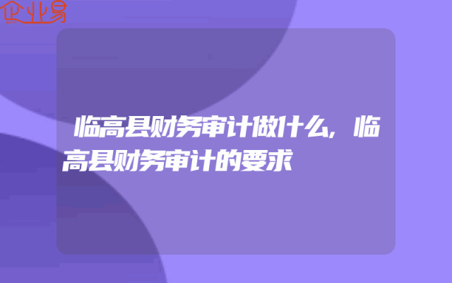 临高县财务审计做什么,临高县财务审计的要求