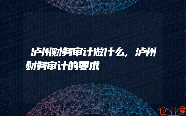 泸州财务审计做什么,泸州财务审计的要求