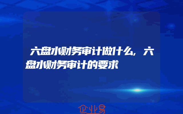 六盘水财务审计做什么,六盘水财务审计的要求